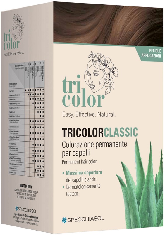TRICOLOR CLASSIC 5 CASTANO CAFFE' 2 TUBI 50 ML + 2 SHAKER 50 ML + 4 BUSTINE 8 ML - Farmacia-flash.it
