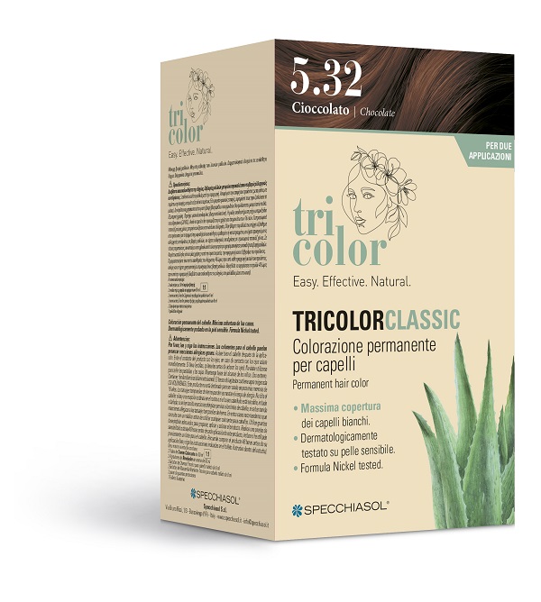 TRICOLOR CLASSIC 5,32 CIOCCOLATO 2 TUBI 50 ML + 2 SHAKER 50 ML + 4 BUSTINE 8 ML - Farmacia-flash.it