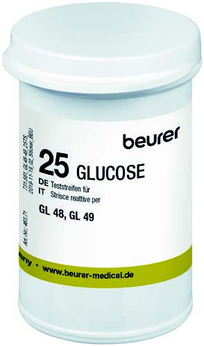 STRISCE MISURAZIONE GLICEMIA BEURER PER GLUCOMETRO GL48/GL49 IN FLACONE 25 PEZZI - Farmacia-flash.it