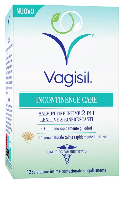VAGISIL INCONTINENCE CARE SALVIETTINE INTIME 2IN1 LENITIVE & RINFRESCANTI 12 PEZZI - Farmacia-flash.it