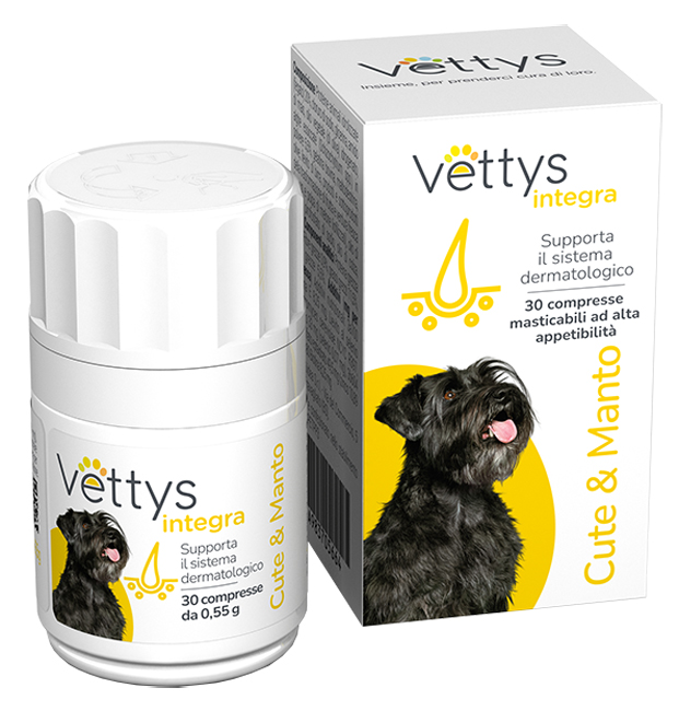 VETTYS INTEGRA CUTE&MANTO CANE 30 COMPRESSE MASTICABILI - Farmacia-flash.it