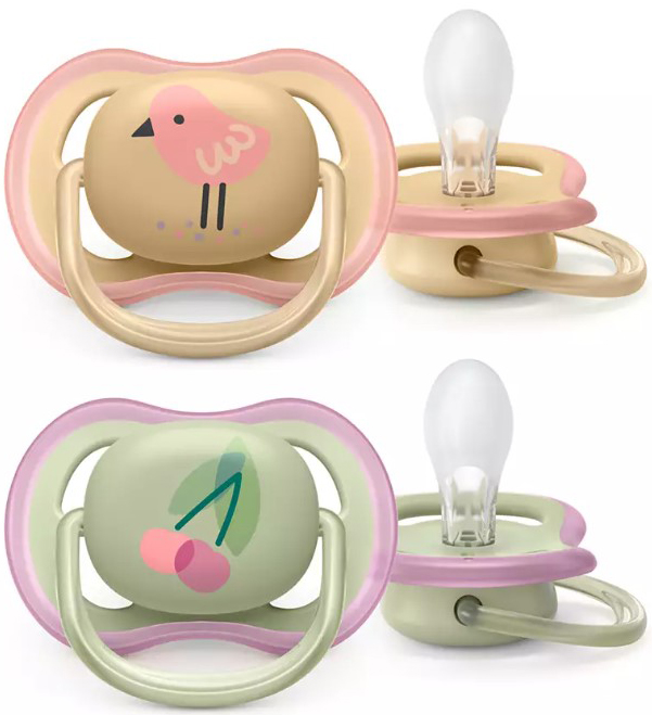 AVENT SUCCHIETTO ULTRA AIR 0-6M FEMMINA CILIEGIA/UCCELLINO 2 PEZZI - Farmacia-flash.it