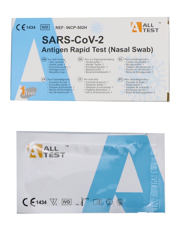 TEST ANTIGENICO RAPIDO COVID-19 ALLTEST AUTODIAGNOSTICO DETERMINAZIONE QUALITATIVA ANTIGENI SARS-COV-2 IN TAMPONI NASALI MEDIANTE IMMUNOCROMATOGRAFIA - Farmacia-flash.it