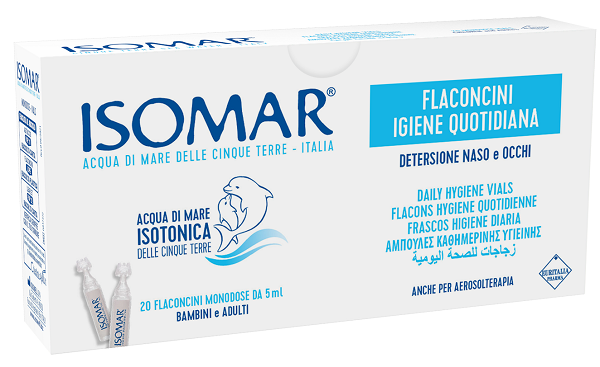 ISOMAR SOLUZIONE ISOTONICA ACQUA MARE IGIENE QUOTIDIANA 20 FLACONCINI MONODOSE 5 ML - Farmacia-flash.it