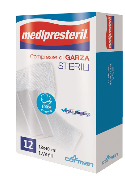 GARZA COMPRESSA MEDIPRESTERIL 12/8 FU 18X40CM 12 PEZZI - Farmacia-flash.it