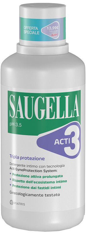 SAUGELLA ACTI3 DETERGENTE INTIMO 500 ML TAGLIO PREZZO - Farmacia-flash.it