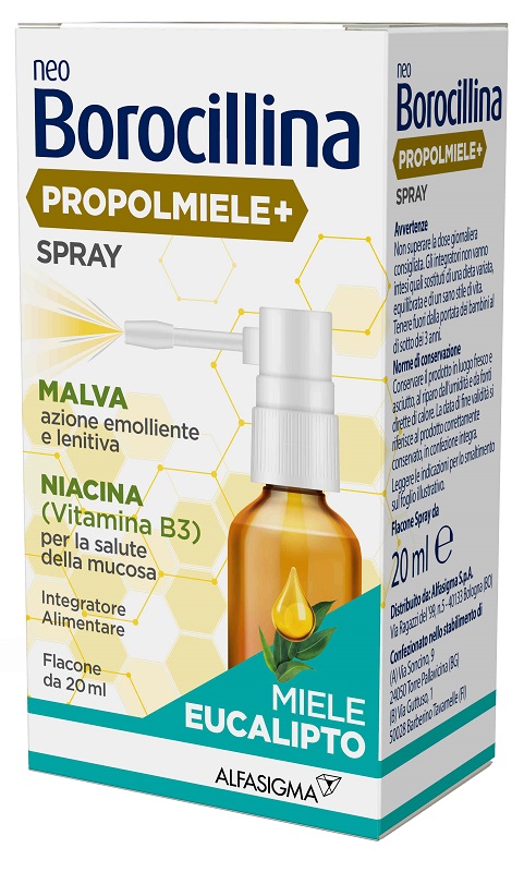 NEOBOROCILLINA PROPOLMIELE+ SPRAY MIELE EUCALIPTO 20 ML - Farmacia-flash.it