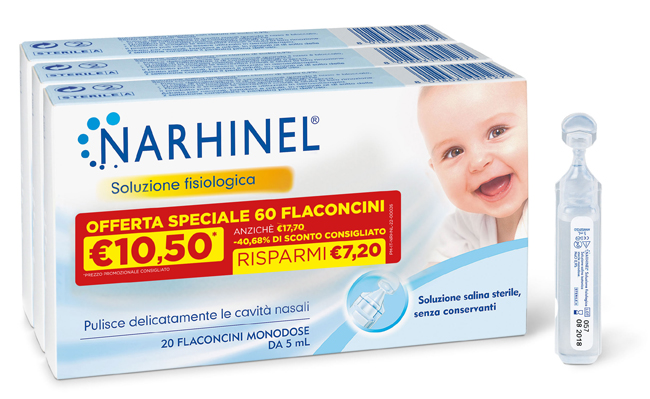 SOLUZIONE FISIOLOGICA NARHINEL 3 PACK PROMO 2022 DA 20 FLACONCINI DA 5 ML - Farmacia-flash.it