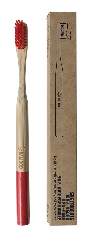 SPAZZOLINO BAMBOO SETOLE MEDIUM ROSSO - Farmacia-flash.it