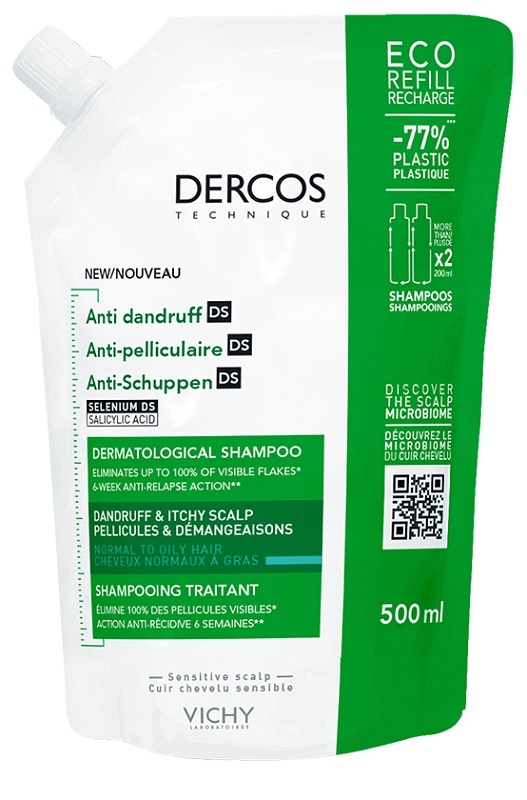 DERCOS ECO RICARICA SHAMPOO ANTI FORFORA 500 ML - Farmacia-flash.it