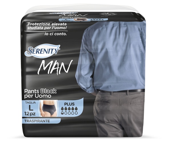 PANNOLINO SERENITY MAN PANTS BLACK TAGLIA MEDIA 12 PEZZI - Farmacia-flash.it