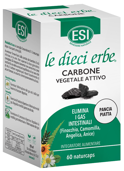 ESI LE DIECI ERBE CARBONE VEGETALE ATTIVO 60 NATURCAPS - Farmacia-flash.it