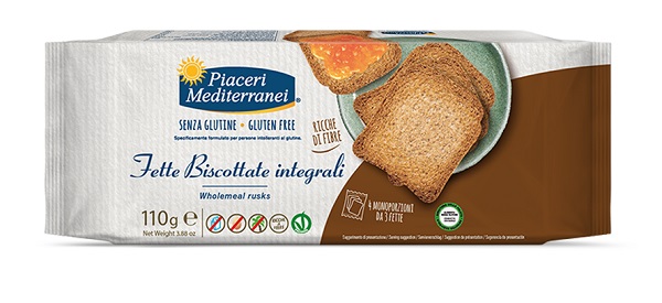 PIACERI MEDITERRANEI FETTE BISCOTTATE INTEGRALI 110 G - Farmacia-flash.it