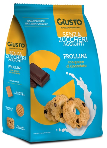 GIUSTO SENZA ZUCCHERO FROLLINI GOCCE CIOCCOLATO SENZA ZUCCHERO 350 G - Farmacia-flash.it