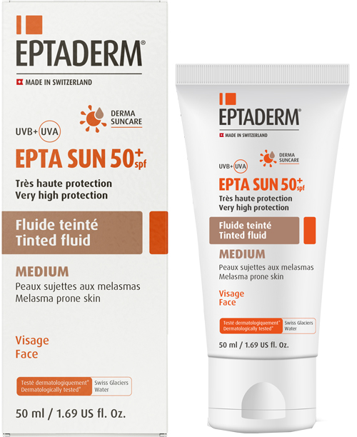 EPTA SUN SPF50+ FLUIDO COLORATO MEDIO 50 ML - Farmacia-flash.it