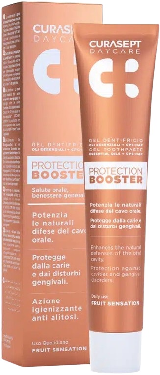 CURASEPT DAYCARE DENTIFRICIO PROTECTION BOOSTER FRUIT SENSATION 75 ML - Farmacia-flash.it