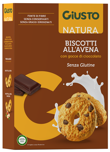 GIUSTO SENZA GLUTINE BISCOTTI AVENA GOCCE CIOCCOLATO 250 G - Farmacia-flash.it
