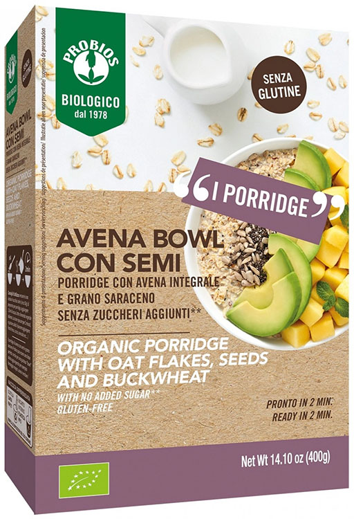 PROBIOS BIO AVENA BOWL SEMI PIU' PORRIDGE CON AVENA INTEGRALE E GRANO SARACENO 400 G - Farmacia-flash.it