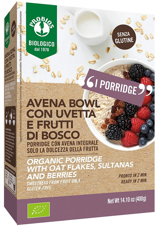PROBIOS BIO AVENA BOWL FRUTTI DI BOSCO PORRIDGE CON AVENA INTEGRALE 400 G - Farmacia-flash.it