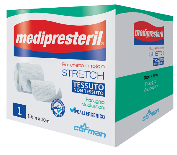MEDIPRESTERIL ROCCHETTO ROTOLO STRETCH TESSUTO NON TESSUTO 10 CM X 1000 CM - Farmacia-flash.it