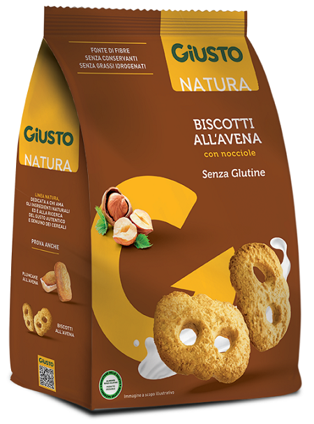 GIUSTO SENZA GLUTINE BISCOTTI AVENA CON NOCCIOLE 250 G - Farmacia-flash.it