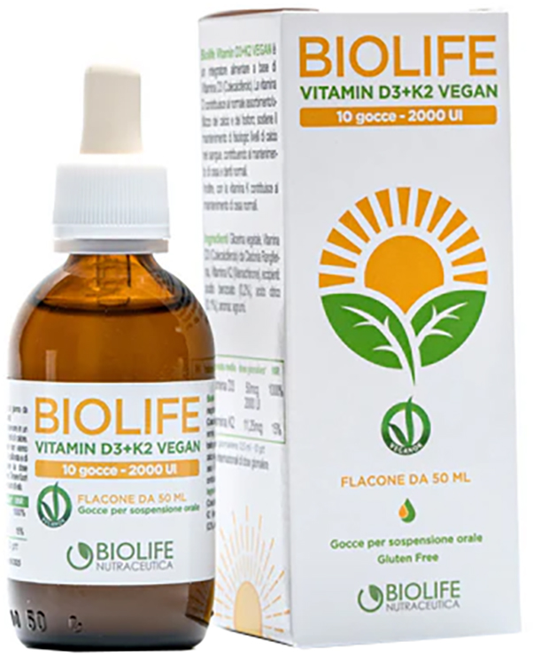 BIOLIFE VITAMIN D3+K2 VEGAN GOCCE 50 ML - Farmacia-flash.it