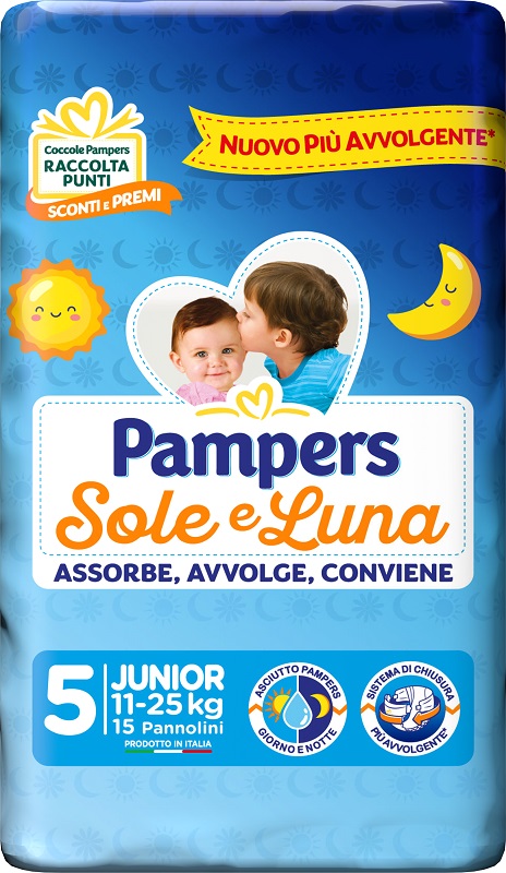 PAMPERS SOLE&LUNA JUNIOR 15 PEZZI - Farmacia-flash.it