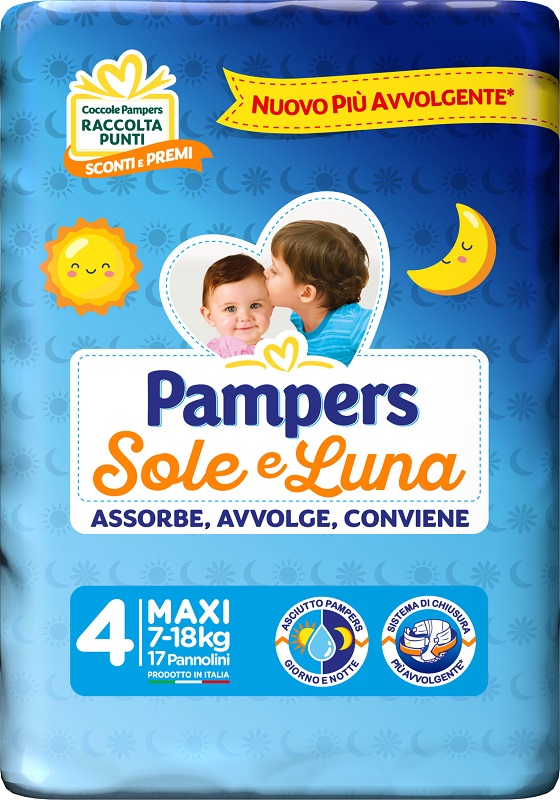 PAMPERS SOLE&LUNA MAXI 17 PEZZI - Farmacia-flash.it
