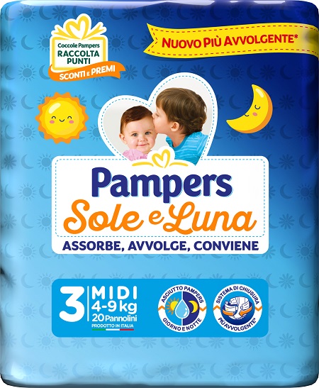 PAMPERS SOLE LUNA MIDIDI 20 PEZZI - Farmacia-flash.it