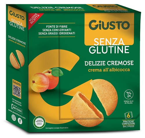 GIUSTO SENZA GLUTINE DELIZIE CREMOSE ALBICOCCA 6 CONFEZIONI DA 30 G - Farmacia-flash.it