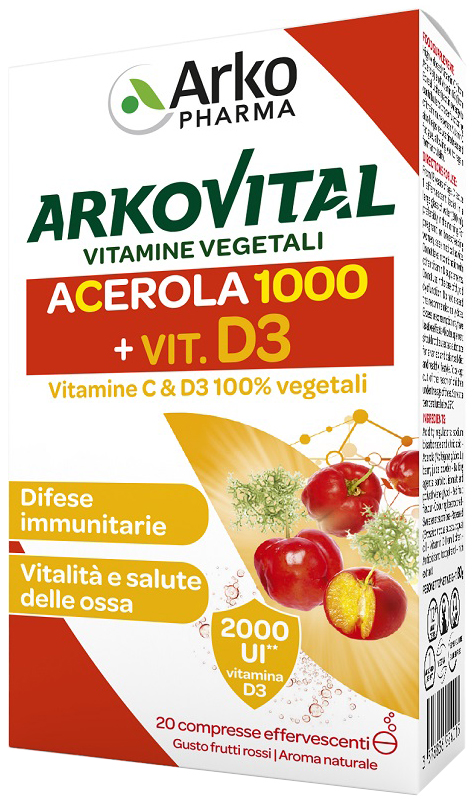 ARKOVITAL VITAMINE C+D3 20 COMPRESSE EFFERVESCENTI GUSTO FRUTTI ROSSI - Farmacia-flash.it