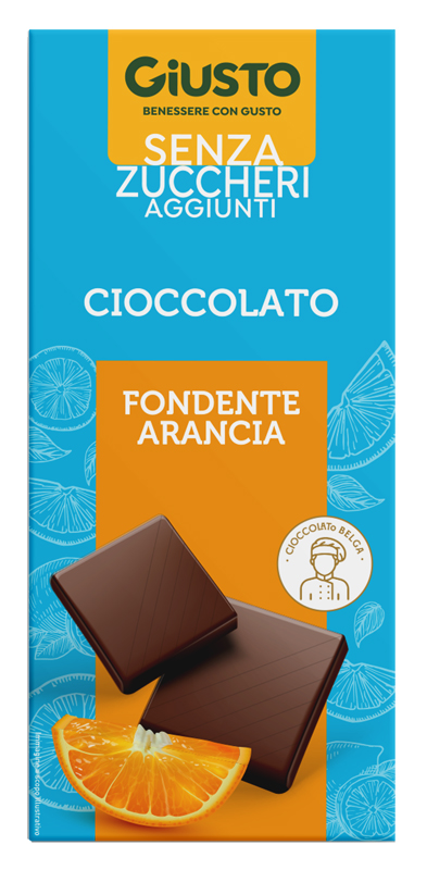 GIUSTO SENZA ZUCCHERO CIOCCOLATO FONDENTE ARANCIA 85 G - Farmacia-flash.it