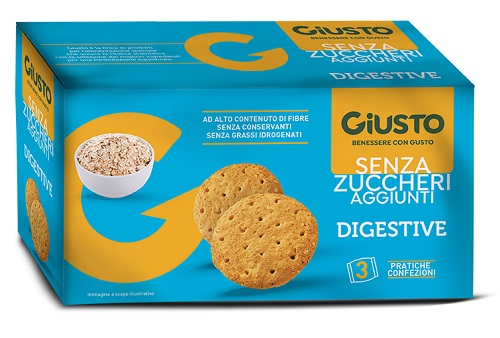 GIUSTO SENZA ZUCCHERO BISCOTTI DIGESTIVE 3 PEZZI DA 75 G - Farmacia-flash.it