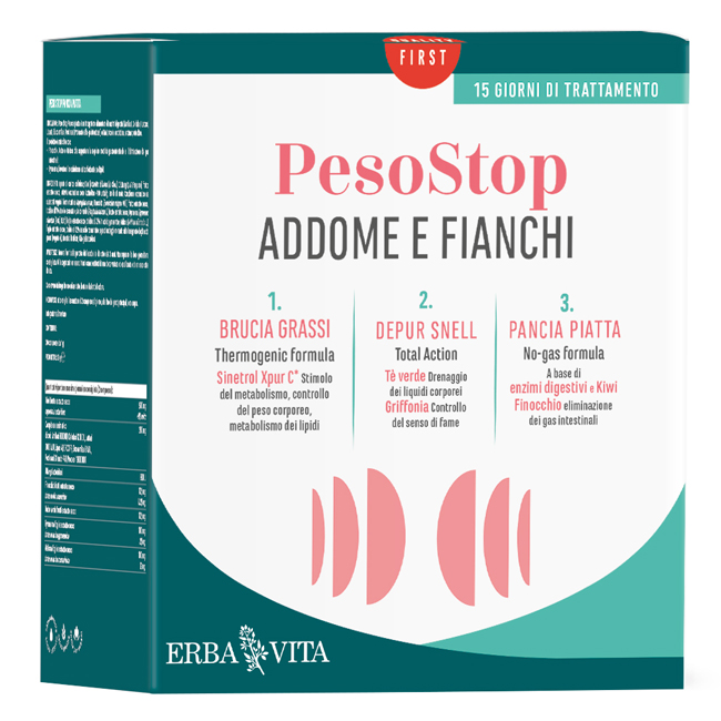 KIT ADDOME FIANCHI 1 PESO STOP BRUCIA GRASSI 60 COMPRESSE + 1 PESO STOP DEPUR SNELL 500 ML + 1 PESO STOP PANCIA PIATTA 30 COMPRESSE - Farmacia-flash.it