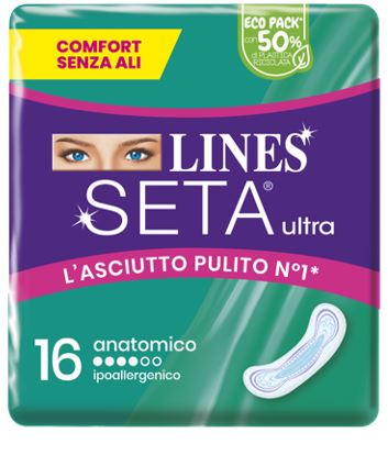 LINES SETA ULTRA ASSORBENTI ANATOMICO CP 16 PEZZI - Farmacia-flash.it