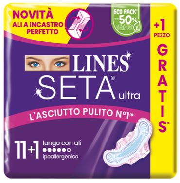 LINES SETA ULTRA ASSORBENTI LUNGO ALI CP 11+1 PEZZI - Farmacia-flash.it