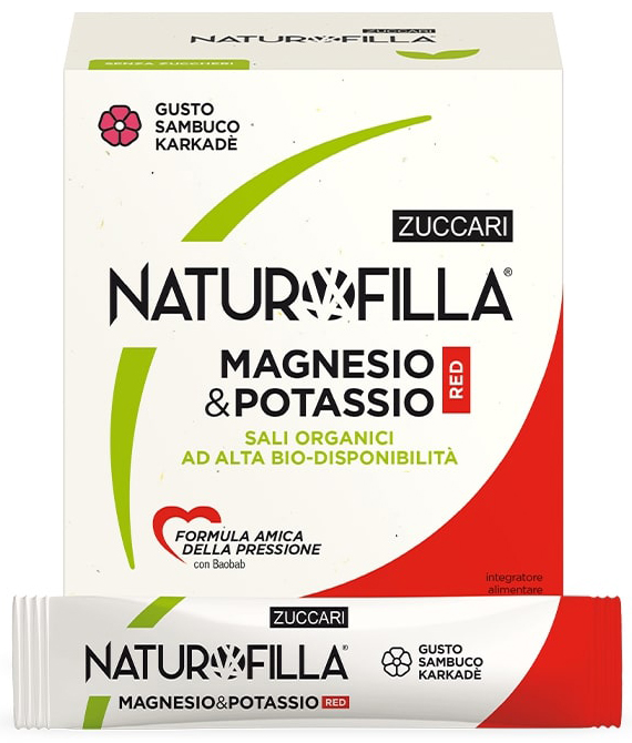 NATUROFILLA MAGNESIO & POTASSIO RED GUSTO SAMBUCO-KARKADE' 28 STICK PACK - Farmacia-flash.it