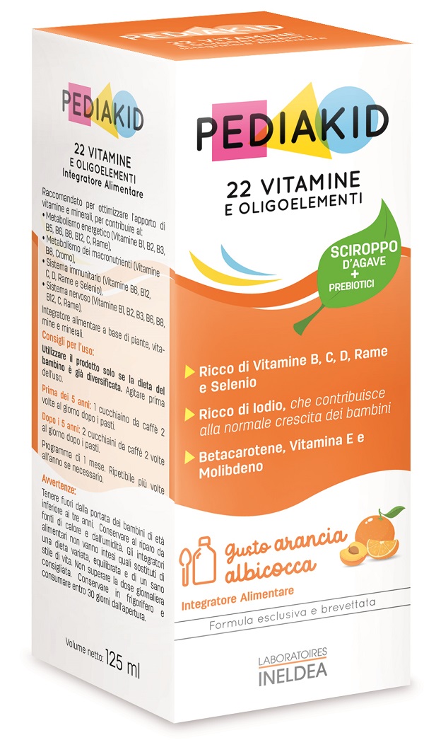 PEDIAKID 22 VITAMINE E OLIGOELEMENTI SCIROPPO 125 ML - Farmacia-flash.it