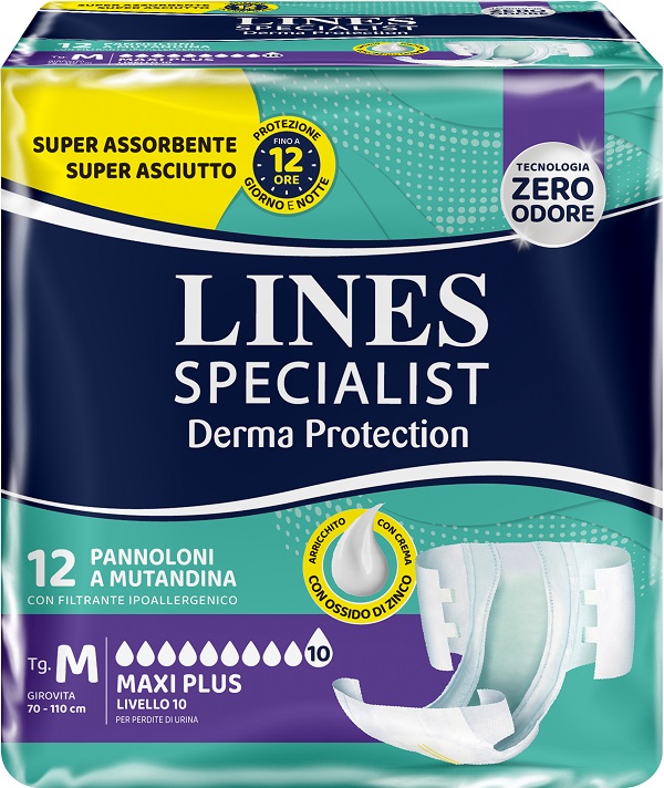 PANNOLONE MUTANDINA LINES SPECIALIST DERM AP M 12 PEZZI - Farmacia-flash.it