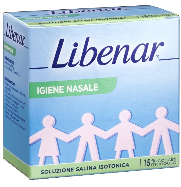 SOLUZIONE SALINA ISOTONICA 0,9% LIBENAR PER IGIENE NASALE 15 FLACONCINI MONOUSO X 5 ML - Farmacia-flash.it