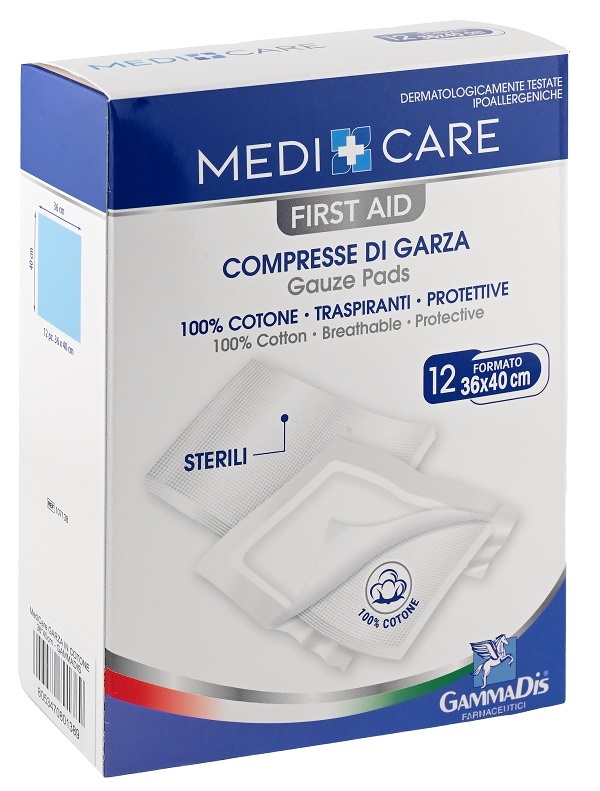 GARZA MEDICARE COTONE 36X40 CM 12 PEZZI - Farmacia-flash.it