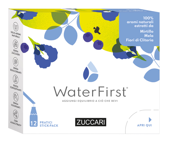 WATER FIRST MIRTILLO-MELA-FIORI CLITORIA 12 STICK PACK - Farmacia-flash.it