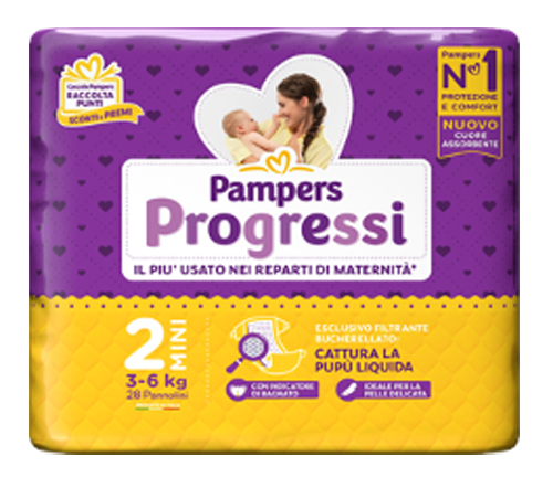 PAMPERS PROGRESSI MINI 3-6 KG 28 PEZZI - Farmacia-flash.it