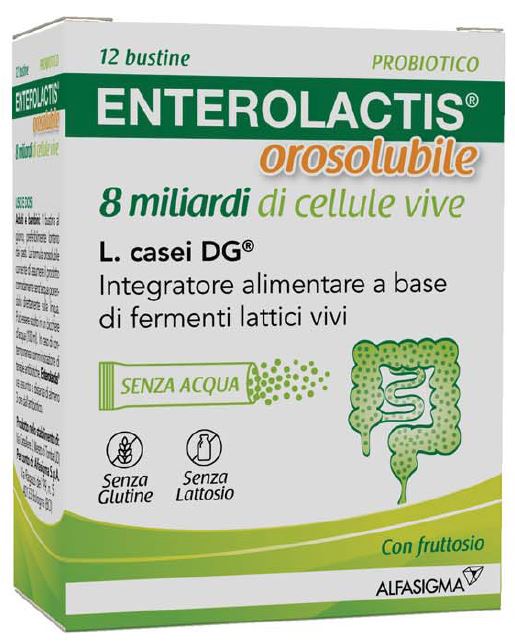 ENTEROLACTIS OROSOLUBILE 12 BUSTINE 8 MILIARDI DI CELLULE VIVE - Farmacia-flash.it