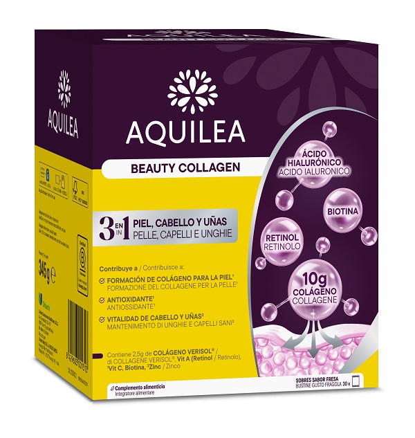 AQUILEA BEAUTY COLLAGEN 30 BUSTINE GUSTO FRAGOLA SENZA GLUTINE SENZA LATTOSIO - Farmacia-flash.it