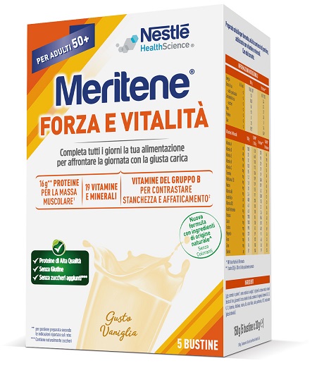 MERITENE FORZA E VITALITA' VANIGLIA 5 BUSTINE DA 30 G - Farmacia-flash.it