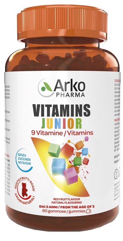 VITAMINS JUNIOR 60 GUMMIES SENZA ZUCCHERI GUSTO FRUTTI ROSSI - Farmacia-flash.it