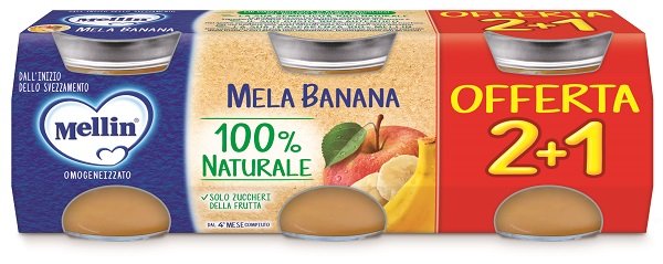 MELLIN OMOGENEIZZATO MELA BANANA 3 PEZZI DA 100 G - Farmacia-flash.it