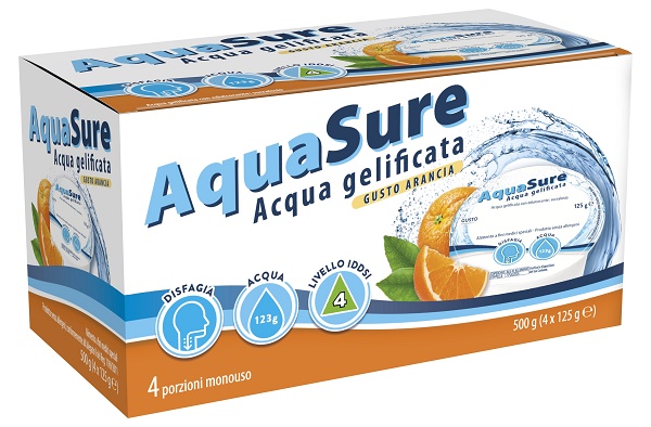 AQUASURE ACQUA GELIFICATA ARANCIA EDULCORATA MULTIPACK 4 PEZZI DA 125 G - Farmacia-flash.it