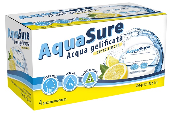 AQUASURE ACQUA GELIFICATA LIMONE EDULCORATA MULTIPACK 4 PEZZI DA 125 G - Farmacia-flash.it